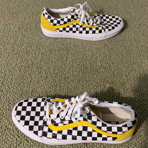 vans old skool checkerboard yellow and black